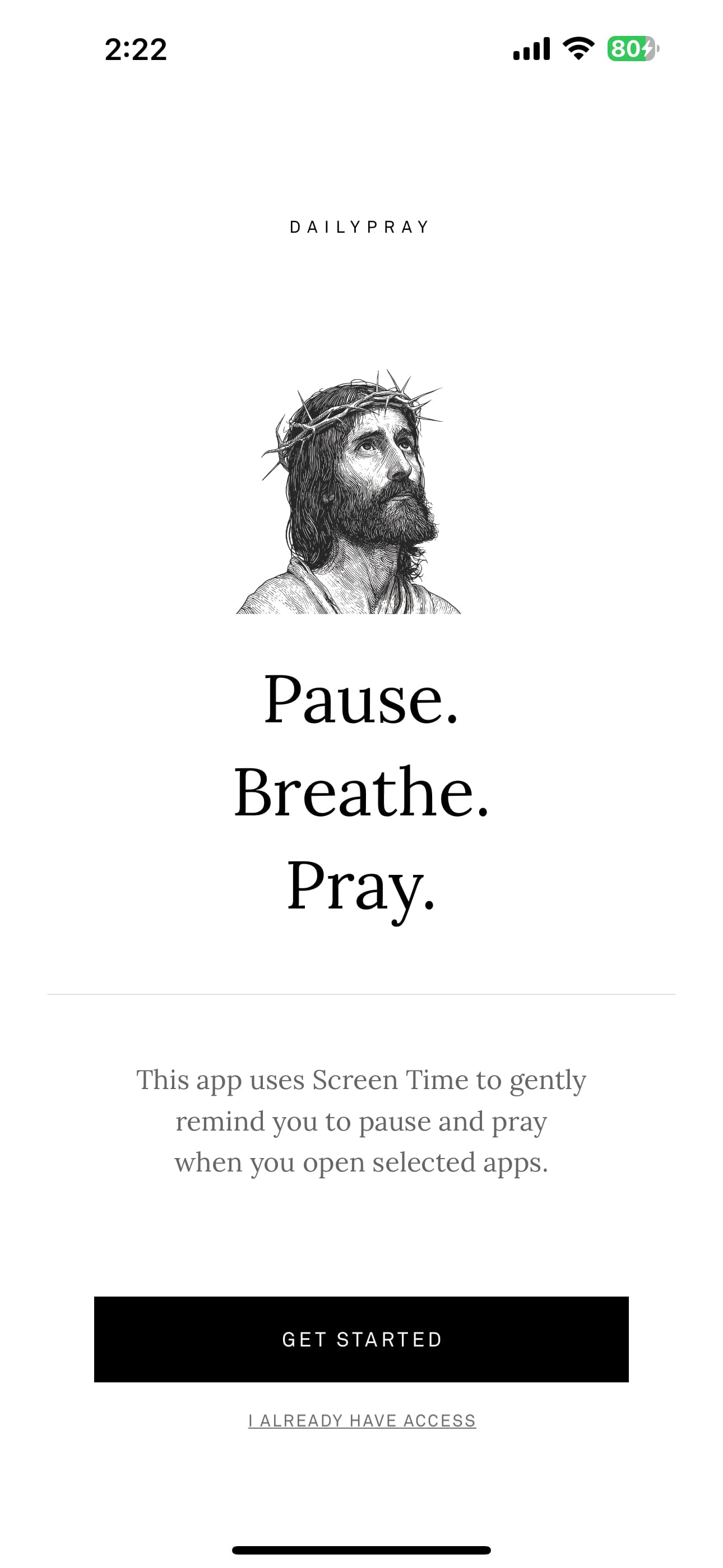 DailyPray onboarding screen